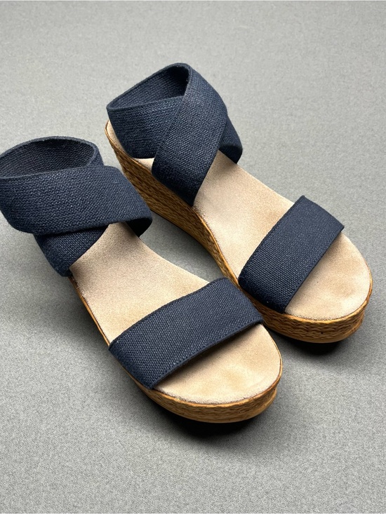 CHARLESTON SHOE CO. Shoes - CHARLESTON SHOE CO. Navy Crisscross Wedge Espadrille Sandals
